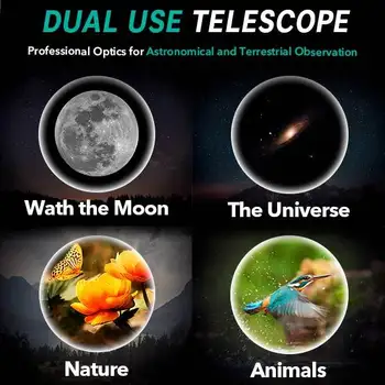Telescop 70mm Deschidere 400mm AZ Muntele Astronomice Portabil Telescop Refractor pentru Copii, Adulti si Incepatori cu Trepied