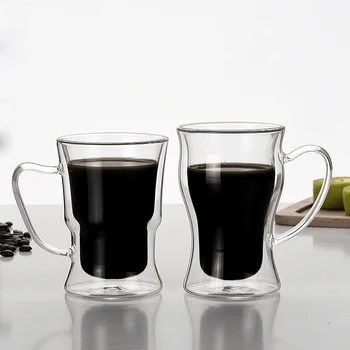 NOUL Perete Dublu Cupa de Sticla Izolat Termic Cana Cu Fund Dublu Pahare Ceai Cafea Birou Drinkware 250ML