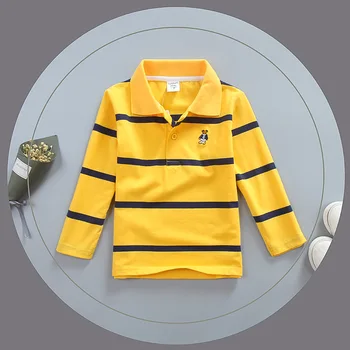 Moda Baieti Tricou Primăvara Anului 2018 Mâneci Lungi T-Shirt Pentru Copii Copii Topuri De Bumbac Cu Dungi Băiat Ziua De Nastere Tricou Tricou Copil