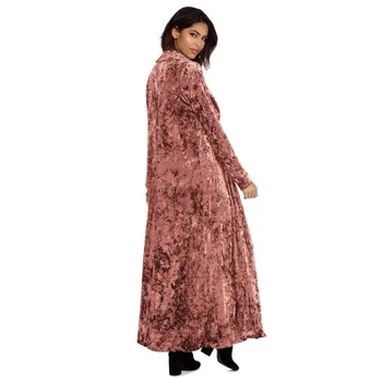 TEXIWAS Plus Dimensiune Lung Canadiană topuri de Catifea Kimono Cardigan femei Haina 2019 Elegant Deschide ochi Șanț Uza Streetwear