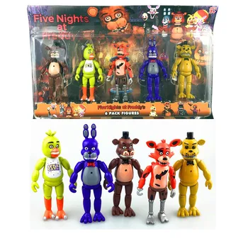 5pcs/lot 5.5 inch Cinci Nopți La lui Freddy FNAF Foxy Aur Freddy, Chica, Freddy PVC figurina Jucarie pentru copii cadouri de craciun