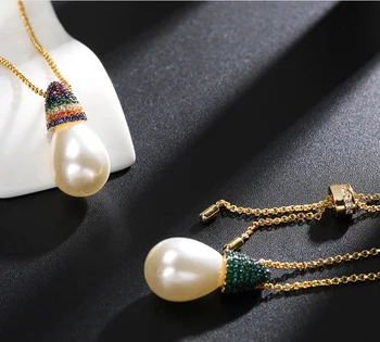 Cristal zircon colier reglabil produs nou curcubeu baroc pearl colier moda de sex feminin nișă clavicula lanț sens de design