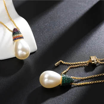 Cristal zircon colier reglabil produs nou curcubeu baroc pearl colier moda de sex feminin nișă clavicula lanț sens de design