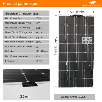 Yingguang flexibil panou solar de 100w, 200w baterie de 12v incarcator module panou solar pentru camping acasă caravan