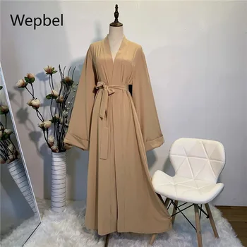 WEPBEL Culoare Pură Dantela-up Cardigan Halat Middle East Dubai Rochie Musulman Populare Plus Dimensiune Maneca Lunga Abaya Caftan Kimono