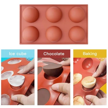 Accesorii de bucatarie Tort Mucegai Bakeware Silicon Non-Stick 3D Jumătate de Sferă Budincă de Ciocolată Fondant Săpun Maro Patiserie Instrumente