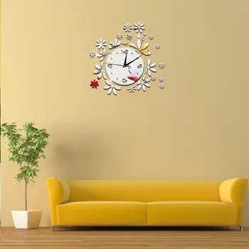 GZ011 Personalitate Creatoare de flori ceas de perete camera de zi dormitor fundal de perete ceas de perete autocolant Auto-adeziv detașabil