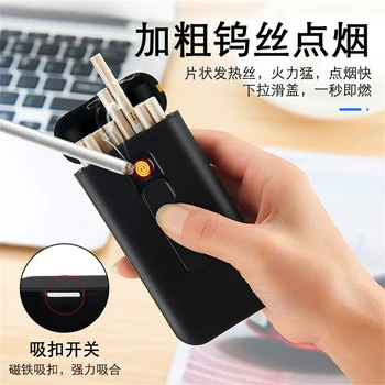 20buc Capacitate tabachera Cutie cu USB Electronice Bricheta pentru Slim Țigară Impermeabil Țigară Titular contra cost Bricheta