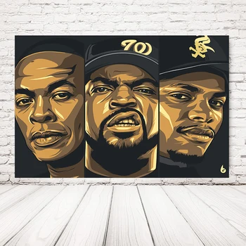 Art Decor Hip Hop Legenda Veche Școală 2PAC si Biggie Smalls Wu-Tang NWA Hip Hop Rap Star Arta de Perete Panza Pictura Mătase Poster