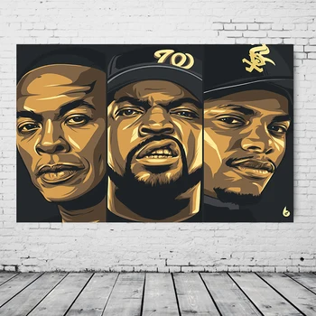 Art Decor Hip Hop Legenda Veche Școală 2PAC si Biggie Smalls Wu-Tang NWA Hip Hop Rap Star Arta de Perete Panza Pictura Mătase Poster