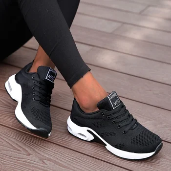 Moda Femei Usoare Adidași Pantofi De Alergare În Aer Liber Pantofi De Sport Ochiurilor De Plasă Respirabil Confort Pantofi De Funcționare Pernă De Aer Dantelă-Up