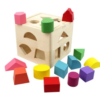 Cub de lemn de jucarie cub puzzle copilul plug-in cutie de lemn jucărie tren abilitățile motorii jucărie de învățare pentru a promova recunoașterea formei și să se concentreze