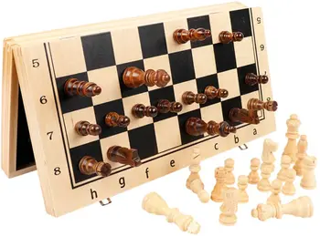 39CM Magnetică Mare Turneu de Sah din Lemn Staunton Set Tabla de Joc cu Artizanale Chesspiece & Storage 2 Sloturi Suplimentare Regina