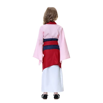 Mulan Rochie Pentru Fata de Performanță Etapă Haine pentru Copii Costume Tradiționale Chineze Copii Parțială guler mâneci Largi Hafu
