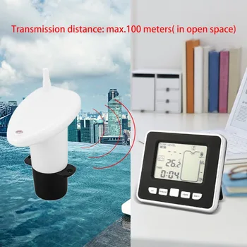 Multifunctional Ultrasone Draadloze Consemnarea Vloeibare Diepte Niveaumeter Senzor Întâlnit Temperatuur Display Întâlnit termometru interioară