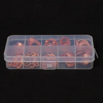 200 BUC Cupru Șaibe Garnitura Set 9 Dimensiuni Inel Plat Seal Kit Cu Cutie de Plastic