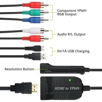 Scala HDMI La RGB Component 5 RCA Video YPbPr + R/L Audio 1080P Convertor Adaptor TV PC