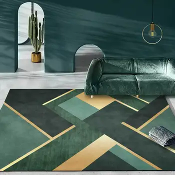 De culoare verde închis aur Geometrice împletit covoare de lux de mari dimensiuni saltea podea pentru living personalizat-a făcut preș dormitor covor de pluș