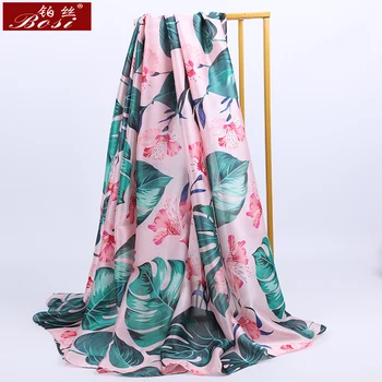În 2020, Noul silk Satin eșarfă Pleca de imprimare femei Brand de Lux lung eșarfe șal plajă de Moda de vară Moale Foulard de sex Feminin de Imprimare Hijab