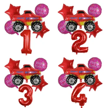 6pcs Mașinile Balon Folie Happy Birthday Party Decor Mingea Cadou Rezervor de Autobuz Foc Masina Baloane de Vacanta Aer Globos