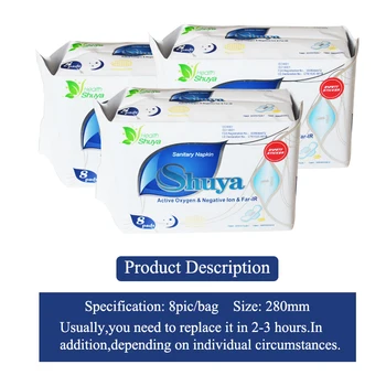 16 bucăți= 2 pachet/lot Shuya Anioni șervețel sanitar utilizarea de Noapte 280MM Anioni șervețel sanitar menstrual tampoane de Igienă Feminină Produs