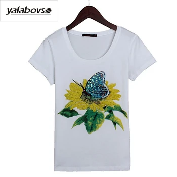 Mama Darurile lui Tees Doamna de Vara din Bumbac Tricouri Floarea-soarelui Manual Topuri Teuri O-Neck Bumbac de sex Feminin Subțire T-Shirt Pentru Femeie