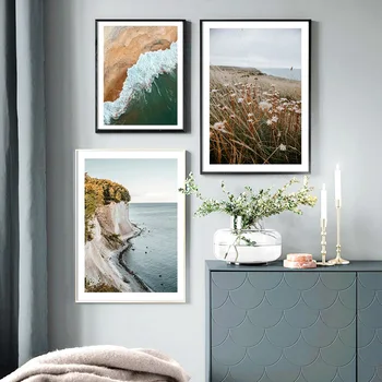 Modern Seascape Beach Spray Florale Uscate Natura Panza Pictura De Perete De Arta, Printuri De Poze Poster Living Home Decor Interior