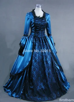 Personalizat Epoca Elisabetană Albastru Gotic Victorian Lolita Rochie De Bal Rochie De Dantelă Lung Rochie De Război Civil Rochie Costum Pentru Femei