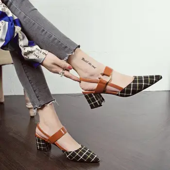 Stil coreean Pantofi cu Toc Toc de sex Feminin Stil Hallow în linie Dreaptă Catarama Semi-înalte cu Toc Hipster Pantofi lykj-yx