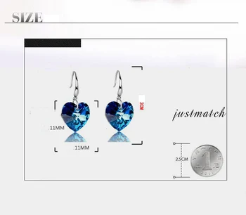 Moda 925 sterling silver Cercei Inima de Cristal Albastru Cercel Pentru Femei Coreea de Petrecere Bijuterii Noi 2021