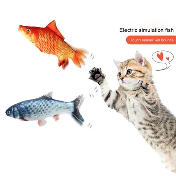 6pcs Electronice Pisică Jucărie Animal de casă Pisică USB Reîncărcabilă Datul din Coada de Simulare Pește animale de Companie Joc Jucărie Cu Trei Saci De iarba-Mâței