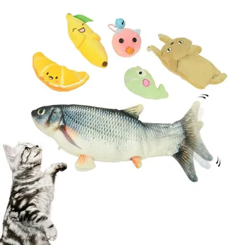 6pcs Electronice Pisică Jucărie Animal de casă Pisică USB Reîncărcabilă Datul din Coada de Simulare Pește animale de Companie Joc Jucărie Cu Trei Saci De iarba-Mâței