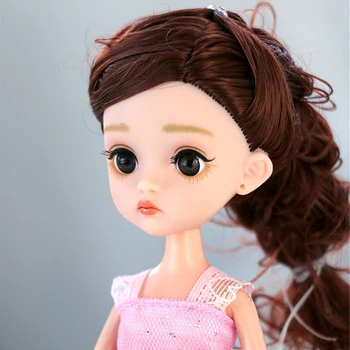 25cm Drăguț Bjd Păpuși Jucării Realiste Mobile Cap de Papusa cu Haine Diy rochie Ochii Gene fir de Păr pentru Fete, Cadouri surpriza