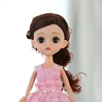 25cm Drăguț Bjd Păpuși Jucării Realiste Mobile Cap de Papusa cu Haine Diy rochie Ochii Gene fir de Păr pentru Fete, Cadouri surpriza