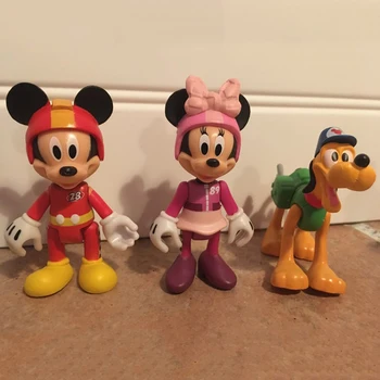 Mickey Mouse Articulații se Pot Deplasa Minnie Mouse Disney Cifre Donald Duck Scena de Curse Decor din PVC Figura de Acțiune Jucării pentru Ziua de nastere