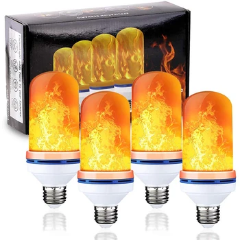 LED-uri cu Efect de Flacără Becuri 4 Moduri cu Susul în jos Efect Simulat Lumini Decorative Vintage Flacără de Lampă pentru Decor Acasă
