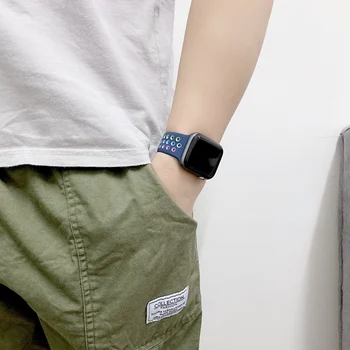 Curea din silicon Pentru Apple Watch Band 44mm 40mm Pentru iWatch Trupa 42mm 38mm Respirabil Bratara Pentru Apple Watch 6 5 4 3 2 1 Se Curea