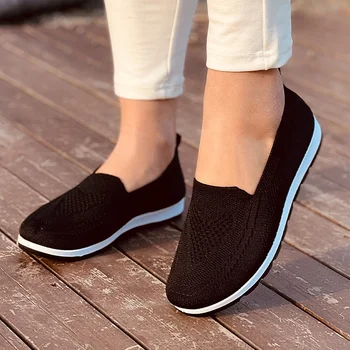 Femei Pantofi Casual, Adidasi Doamnelor Tricotate Plasă Respirabil Aluneca Pe Vulcanizat Pantofi Șosete Toamna Platforma De Moda De Sex Feminin De Mers Pe Jos