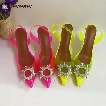 VIISENANTIN Bomboane de Culoare Lady Vara Sandale Pantofi Sandale Subliniat Toe Transparente din PVC Clar Jeleu Sandale cu Catarama Cristal Decor