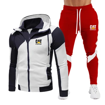 Moda sport logo-ul de toamnă și de iarnă pentru bărbați costum barbati casual cu fermoar cardigan cu glugă + pantaloni din două piese sport casual