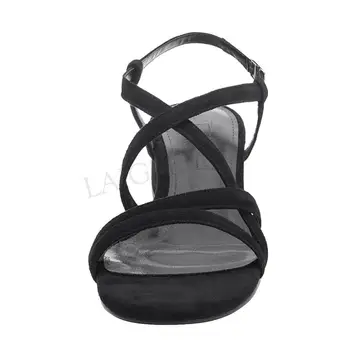LAIGZEM 2020 Curele Femei Sandale cu Toc mic de piele de Căprioară Sandalia Pompe de Vară de Bază Scarpe Donna Doamnelor Pantofi de Femeie Dimensiune 33 39 43