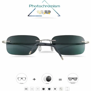 Titan Ochelari fără rame Ochelari Miopie Fotocromatică ochelari Bărbați Femei Cameleon Ochelari Lentile cu Dioptrii -1.0 1.5 2.0 2.5 3.0