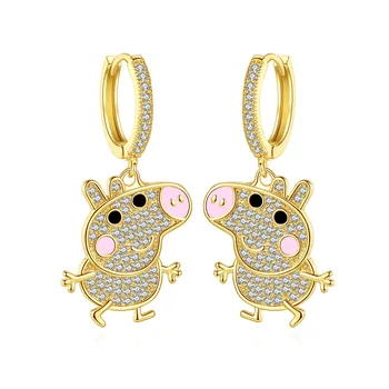 Piggy cupru cu zircon cercei pentru femei placare cu aur 2020 noua moda animalelor de Bijuterii