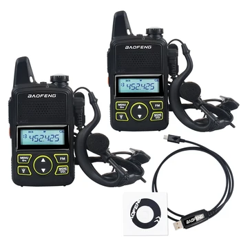 2 buc baofeng Mini Walkie Talkie BF-T1 UHF 400-470MHz 1W 20CH Sunca FM Radio Cu Receptor & cablu de programare