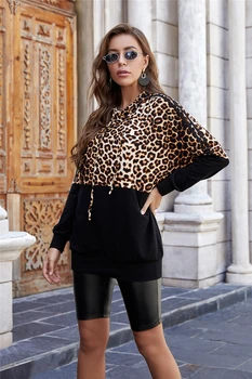 Toamna și iarna 2020 va fi un versatil și elegant vrac noi femei sexy cu mâneci lungi hoodie leopard de imprimare îmbinat bluza