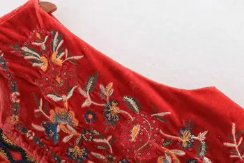 2018 Femei Vintage paiete broderie flori doamnelor vesta retro stil național mozaic casual vestă de catifea CT154