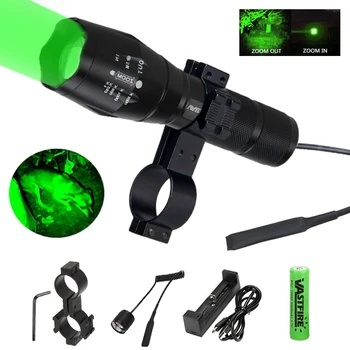 A100 1000Lm Zoomable Q5 Vânătoare Lanterna Verde/Rosu Reglabil Focus Torță 1 Modul+Luneta Monta+Switch+18650+Incarcator+Caz