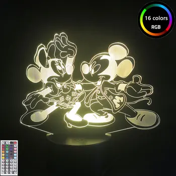 Disney Figurina Dans Mickey Minnie Mouse Baby LED Lumina de Noapte Desene animate Nightlamp pentru Copii de naștere. Cadou de Crăciun Dormitor Lampara
