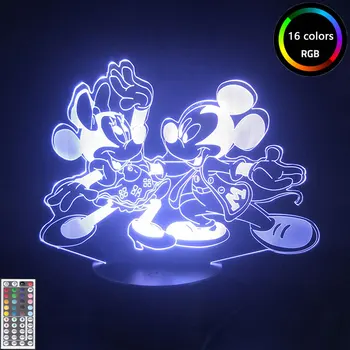Disney Figurina Dans Mickey Minnie Mouse Baby LED Lumina de Noapte Desene animate Nightlamp pentru Copii de naștere. Cadou de Crăciun Dormitor Lampara