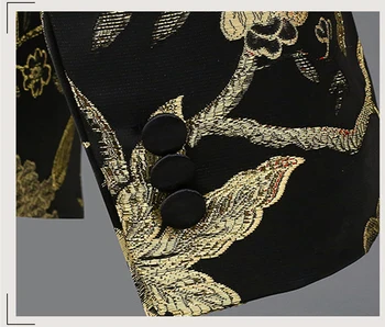 Floare de aur Pasăre Broderie Rochie Costum Barbati Slim Fit Un Buton Mens Costume Cu Pantaloni Scena Balului de Nunta, Costum Miri Homme 4XL